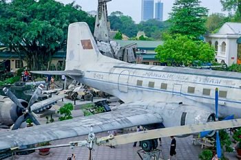 Vietnam War Museum in Hanoi, displaying historical military artifacts and exhibits.